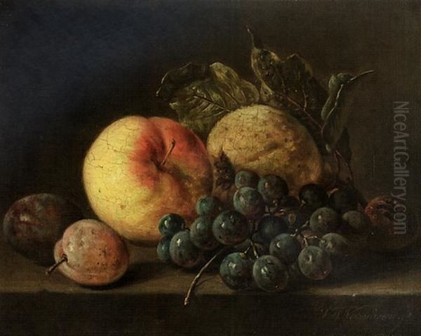 Fruchtestilleben Oil Painting by Sebastiaan Theodorus Voorn Boers