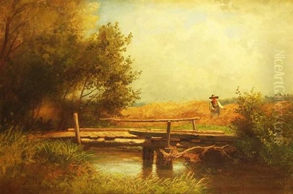 Sommerliche Landschaft Zur Erntezeit Oil Painting by Heinrich Vosberg