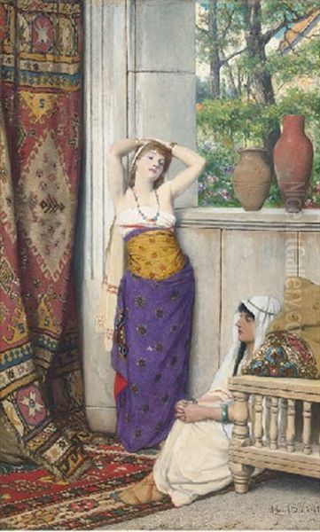 Contemplation In The Harem Oil Painting by Albrecht (Albert) Frans Lieven Vriendt