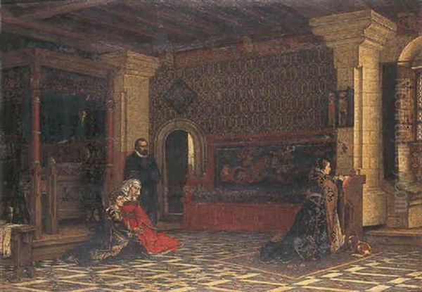 Mary Stuart At Prayer Oil Painting by Albrecht (Albert) Frans Lieven Vriendt