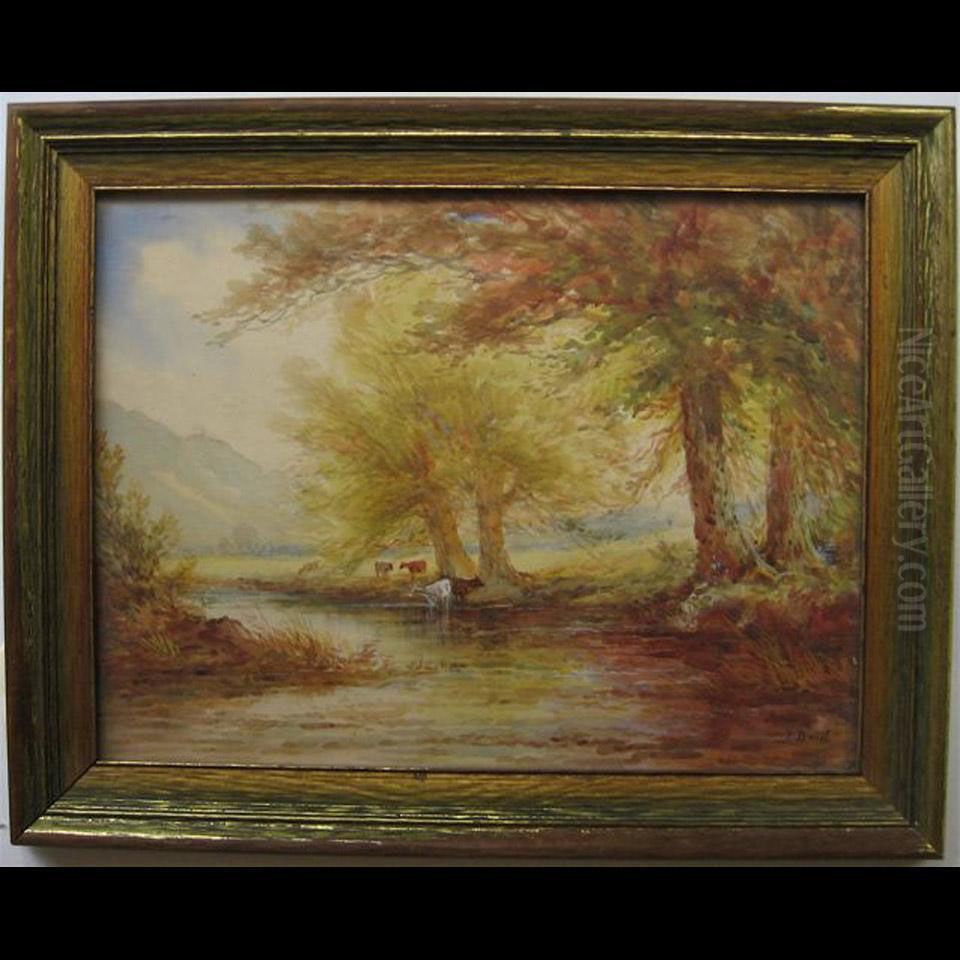 Cattle Watering Oil Painting by Joseph Brill