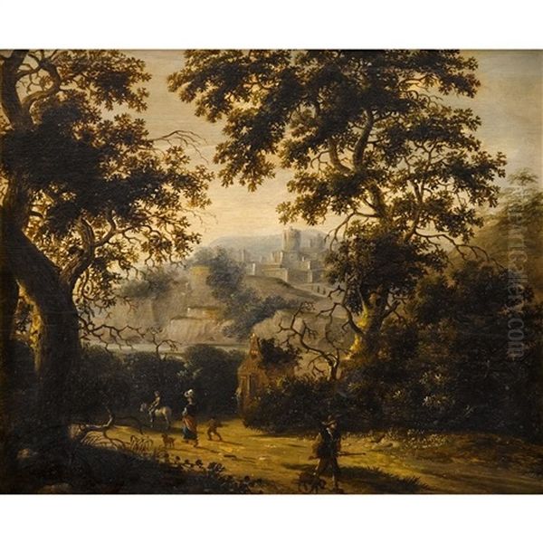 Landscape With Figures Oil Painting by Jansz van Vries