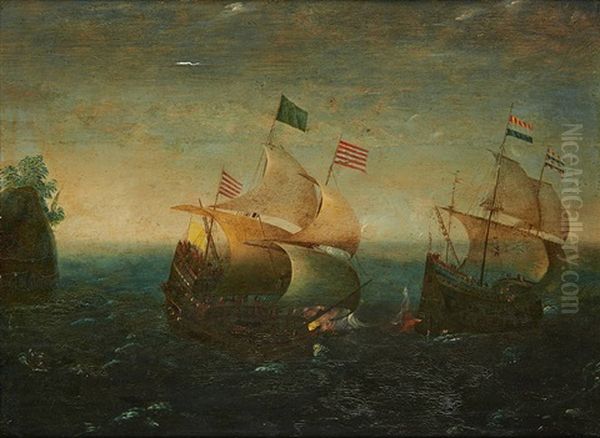 Combat Naval Oil Painting by Hendrik Cornelisz. Vroom