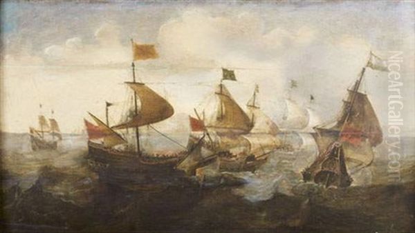 Bataille Navale Oil Painting by Hendrik Cornelisz. Vroom