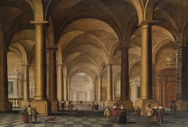 Church Interior With Elegant Figures Oil Painting by Jan van Vucht