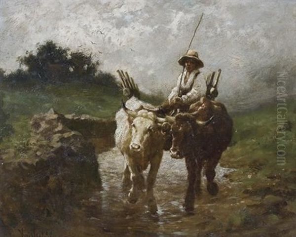 The Ox Cart Oil Painting by Felix Dominique De Vuillefroy