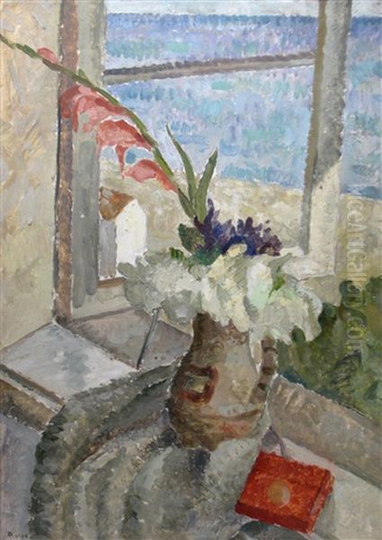 Vase With Flowers In The Window Oil Painting by Anatol Vulpe