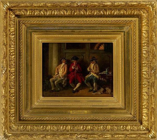 Interieur Mit Drei Mannern Oil Painting by Louis Georges Brillouin