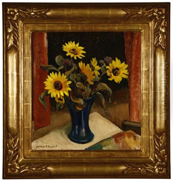 Sunflowers, Dusty Road Blooms Oil Painting by Luvena Vysekal