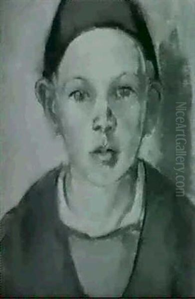 Boy With Cap (harold) Oil Painting by Luvena Vysekal