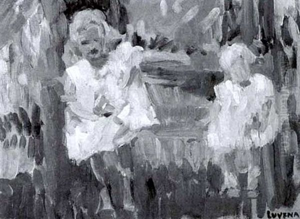 Neighbor Children Oil Painting by Luvena Vysekal