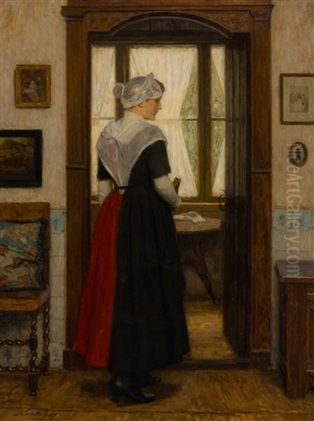 Interior With Orphan Girl Oil Painting by Nicolaes van der Waay