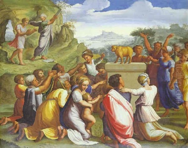 Der Tanz Um Das Goldene Kalb Oil Painting by Karl Wilhelm Wach