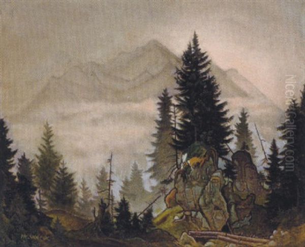 Aufsteigender Nebel Oil Painting by Franz Wacik