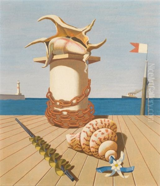 Study For Arrival (2 Studies) Oil Painting by Edward Wadsworth