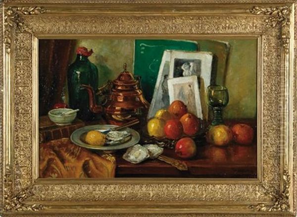 Still Life With Oysters And Fruit Oil Painting by Pieter Johannes A. Wagemans