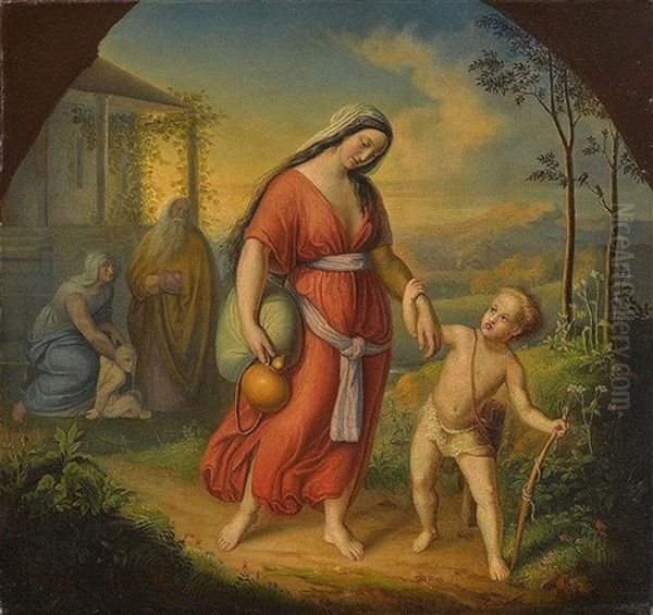 Vertreibung Der Hagar Oil Painting by Ferdinand Wagner, Snr.