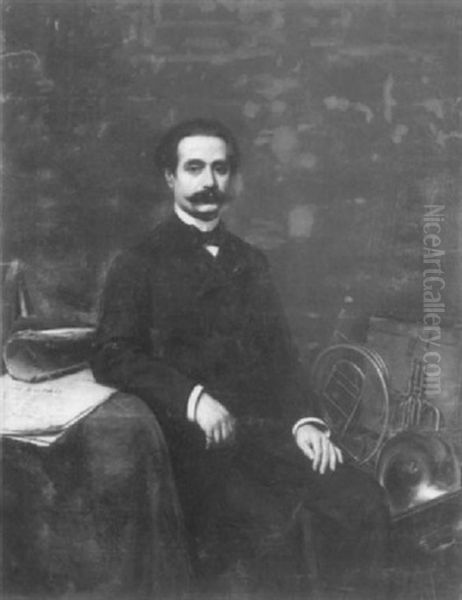 Portrait De Musicien Oil Painting by Ferdinand Wagner, Snr.