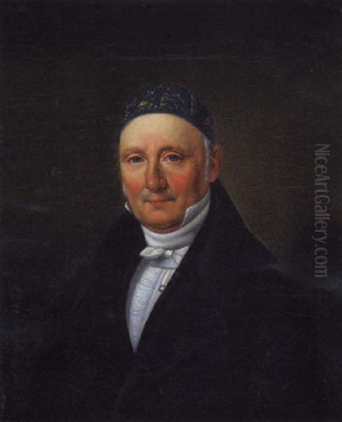 A Portrait Of A Gentleman With A Black Jacket Oil Painting by Carl Wagner
