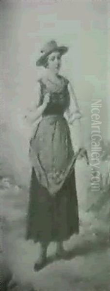 Junge Frau In Tracht Oil Painting by Carl Wagner