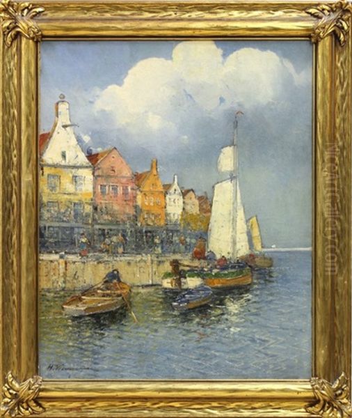 In The Harbor Oil Painting by Hans Wagner