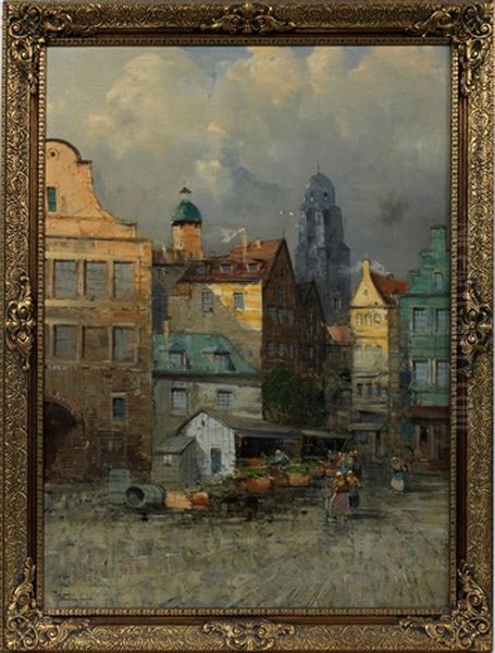 Market Scene Oil Painting by Jacob Wagner