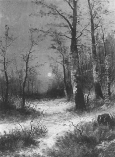 Winterwald Oil Painting by Theo Wagner