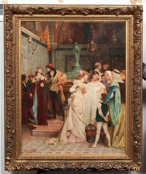 Scene D'interieur Dans Le Gout Du Xvie Siecle Oil Painting by Jacques-Clement Wagrez