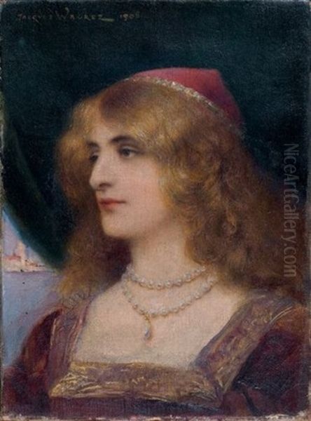 Venitienne Au Bord De La Lagune Oil Painting by Jacques-Clement Wagrez