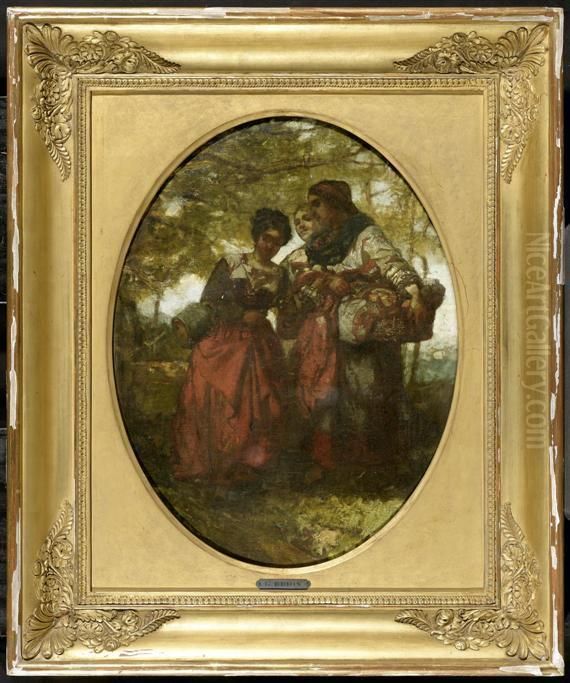 Three Women At The Well Oil Painting by Brion, Gustave