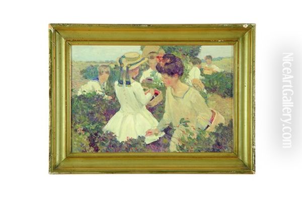 Study For Picking Blackberries Oil Painting by Harry Mills Walcott