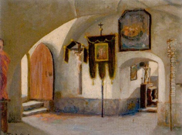 Kircheninterieur Oil Painting by Franz Walde