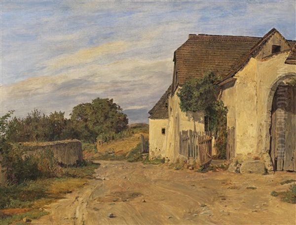 Landweg Mit Altem Bauerngehoft Oil Painting by Ferdinand Georg Waldmueller