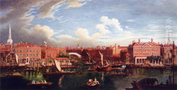 View Of The Thames Oil Painting by Samuel Wale