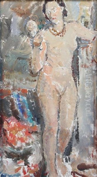 Interior With Standing Female Nude Oil Painting by Ethel, Dame Walker