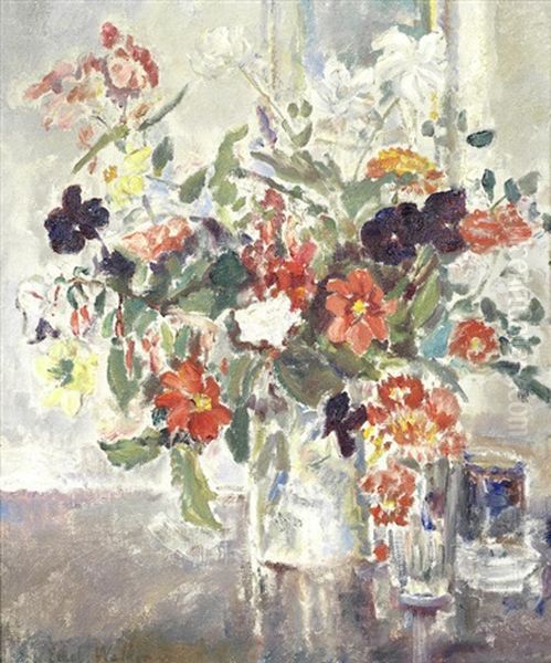Still Life Of A Mixed Bouquet Oil Painting by Ethel, Dame Walker