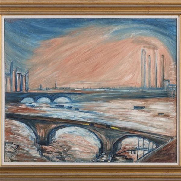 Dawn, Wandsworth Bridge, London Oil Painting by Ethel, Dame Walker
