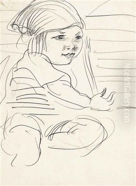 Young Child In Headscarf Oil Painting by Ethel, Dame Walker