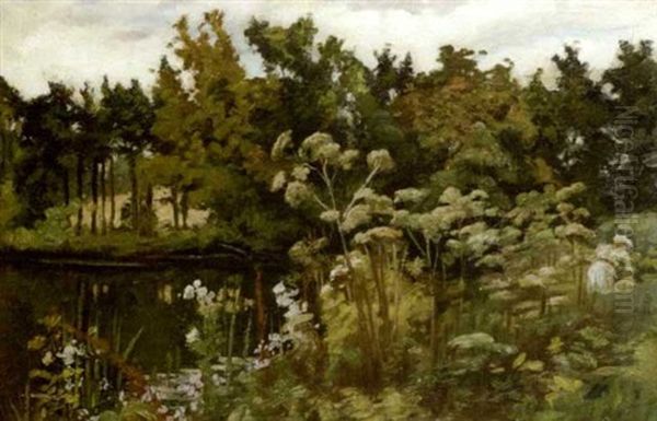 Lady In Shrubbery Oil Painting by Thomas Bond Walker