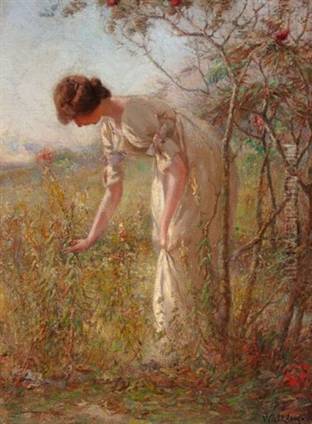 Picking Flowers Oil Painting by David B. Walkley