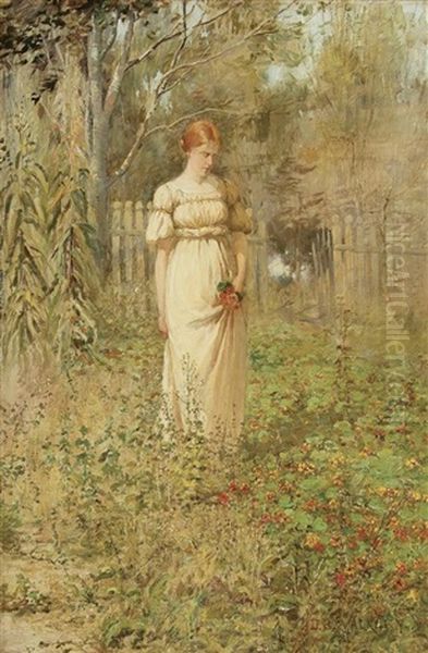 In The Garden Oil Painting by David B. Walkley