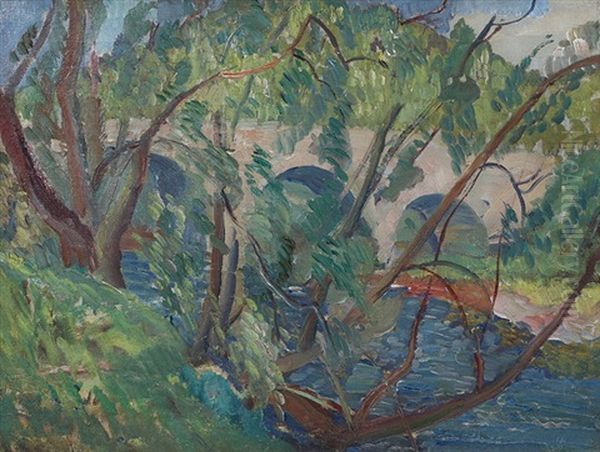 Kerne Bridge, Near Ross On Wye Oil Painting by Robin Wallace