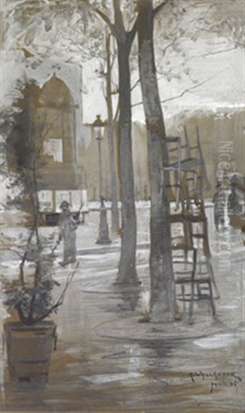Parisiskt Gatumotiv Oil Painting by Alf, Alfred Wallander