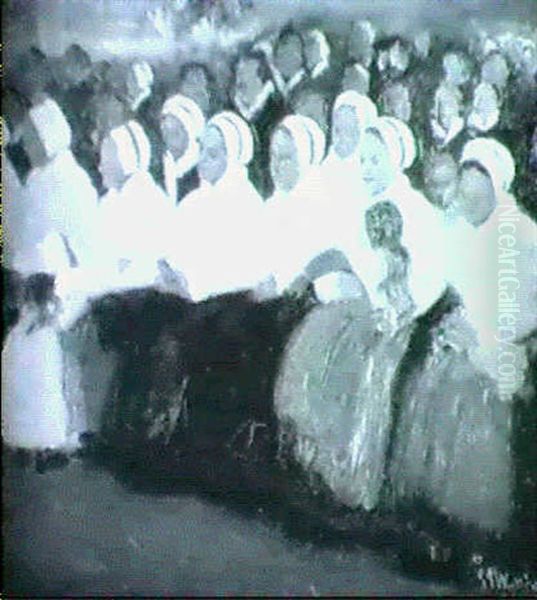 Julotta I Leksand Oil Painting by Gustaf Theodor Wallen