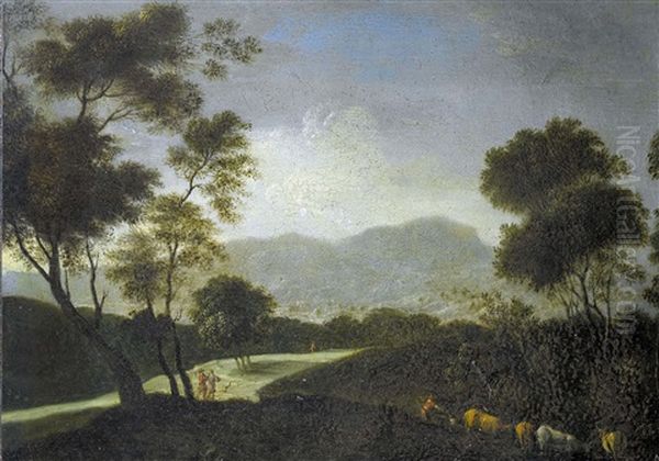 Landschaft Mit Hirten Und Vieh Oil Painting by Goffredo Wals