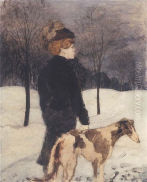 Dame Mit Barsoi Oil Painting by Karl Walser