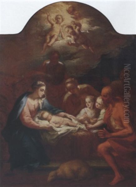 The Adoration Of The Shepherds Oil Painting by Bernard Joseph Wamps