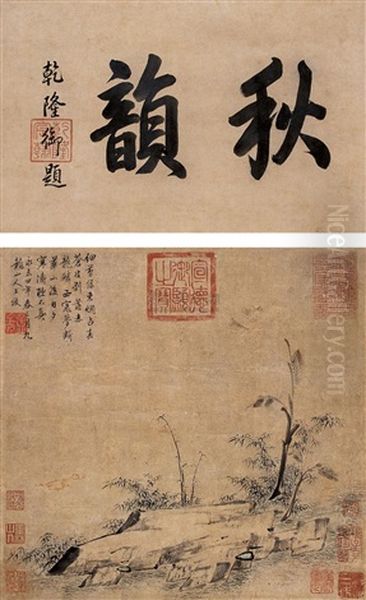 Bamboo And Stone Oil Painting by Wang Fu