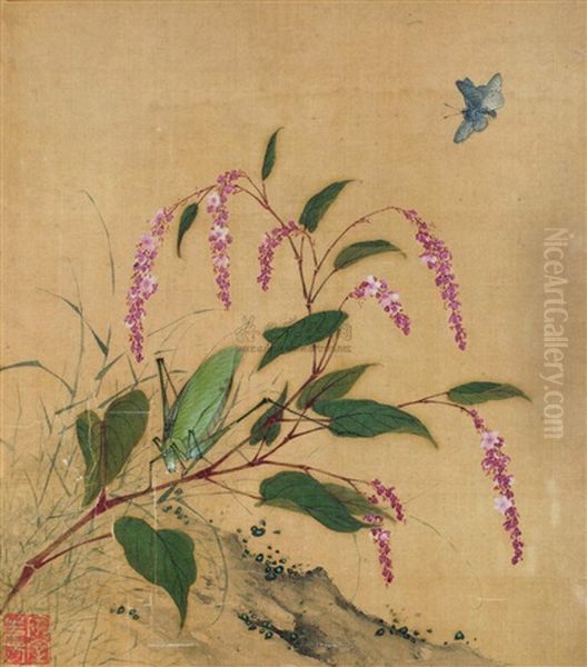Butterfly And Flowers Oil Painting by Wang Guxiang