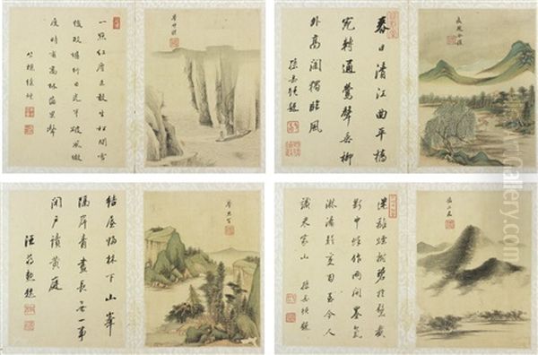 Landscape After Old Masters (album Of Ten Leaves) Oil Painting by Wang Jian